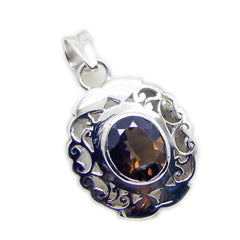 Eliza Vintage Brown Gemstone Pendant in Silver