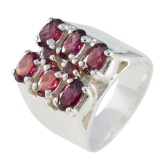 Katharina silver ring with nine oval red stones in prong settings antique red gemstone ring