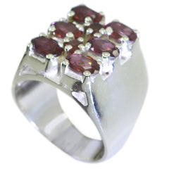 Katharina antique red gemstone ring sterling silver cluster design nine oval stones