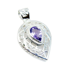 Andrea Vintage Purple Pendant - Elegant Silver Design