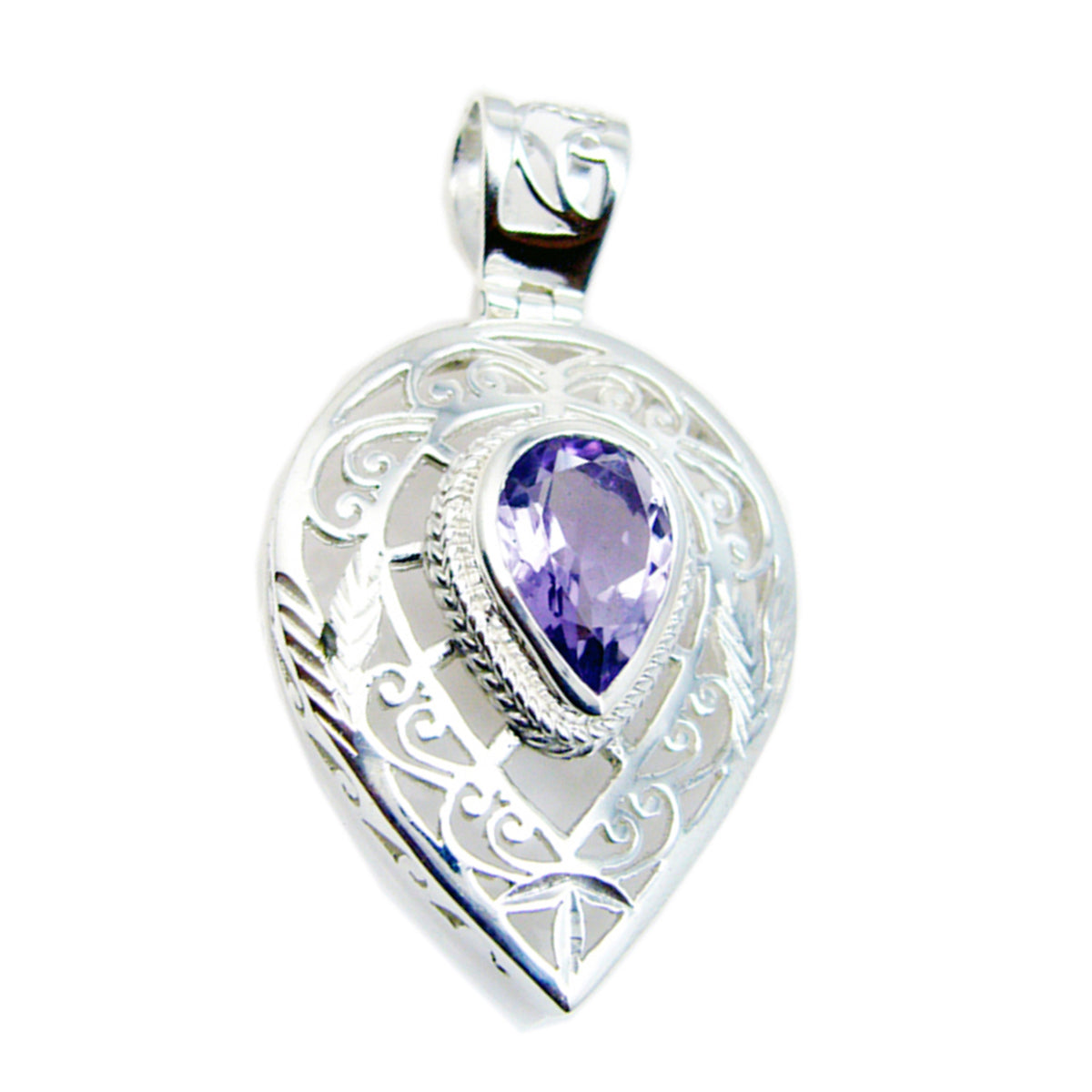 Andrea Vintage Purple Pendant - Elegant Silver Design Amethyst Purple Purple
