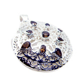 Katharina Vintage Statement Pendant with Gemstone Detail Smoky Quartz Brown Brown