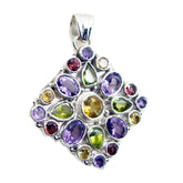 Violet Multicolor Pendant - Vibrant Gemstone Jewelry Multi Stone multicolor Multicolor