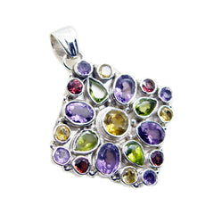 Violet Multicolor Pendant - Vibrant Gemstone Jewelry
