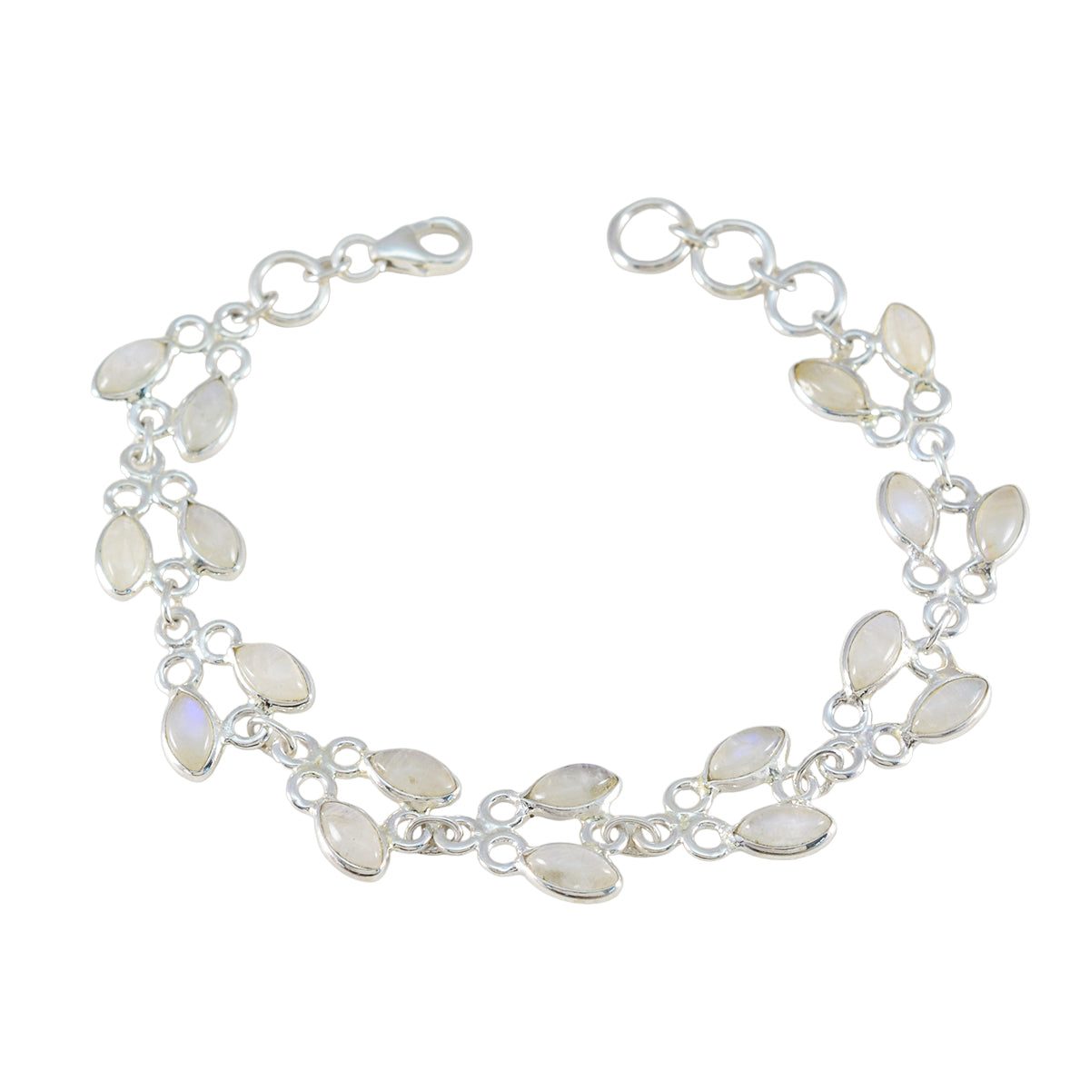 Yasmin Whisper-Thin Bracelet for Women - Elegant Design Rainbow Moonstone White