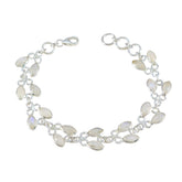 Yasmin Whisper-Thin Bracelet for Women - Elegant Design Rainbow Moonstone White