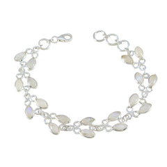 Yasmin Whisper-Thin Bracelet for Women - Elegant Design Rainbow Moonstone White