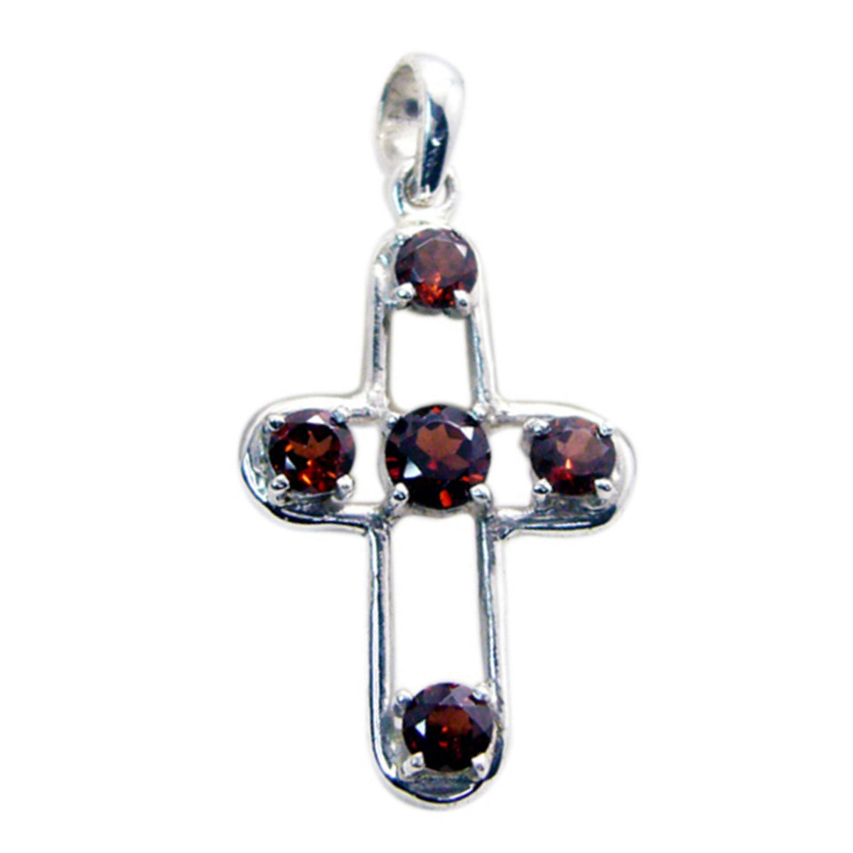Genesis Whisper-Thin Cross Jewelry Pendant with Gems Garnet Red Red