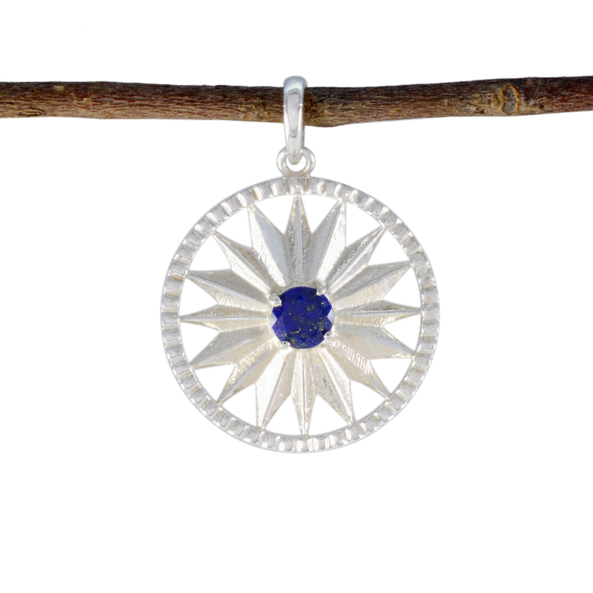 Sofía Whisper-Thin Moon Pendant - Elegant Silver Jewelry Lapis Lazuli Blue Blue