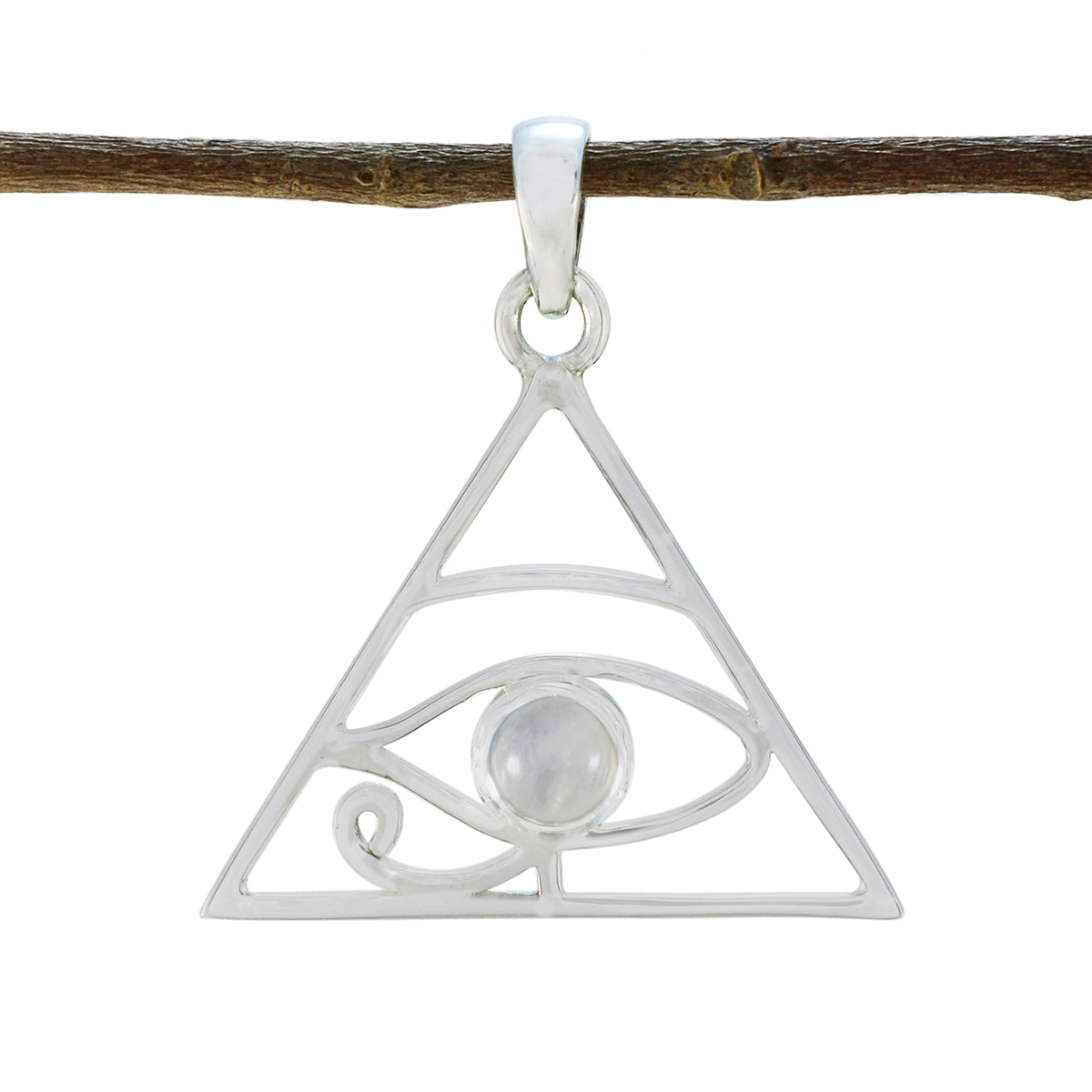 Ivana Whisper-Thin Pendant Jewelry with Triangle Eye Design Rainbow Moonstone White White