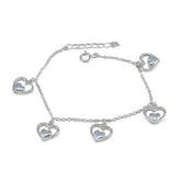 Sarah Whisper-Thin Silver Bracelet with Heart Charms Plain Silver