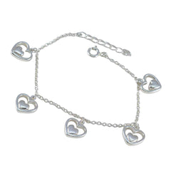 Sarah Whisper-Thin Silver Bracelet with Heart Charms