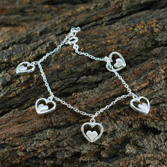 Sarah Whisper-Thin Silver Bracelet with Heart Charms