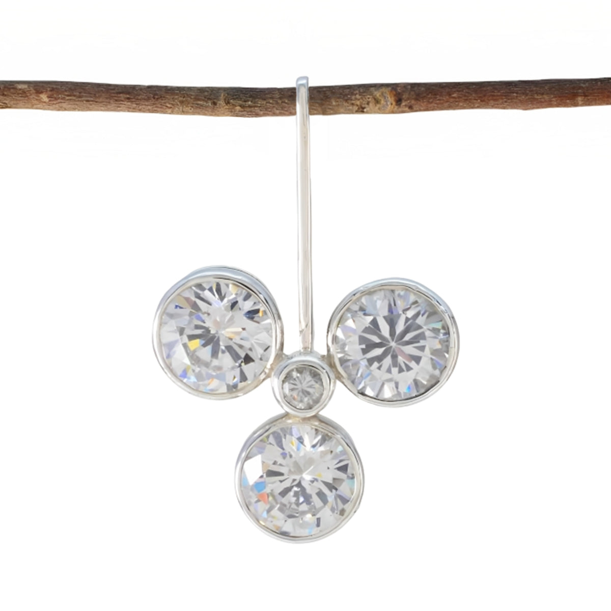 Teresa White Abstract Pendant Necklace with Sparkling Crystals White CZ White White