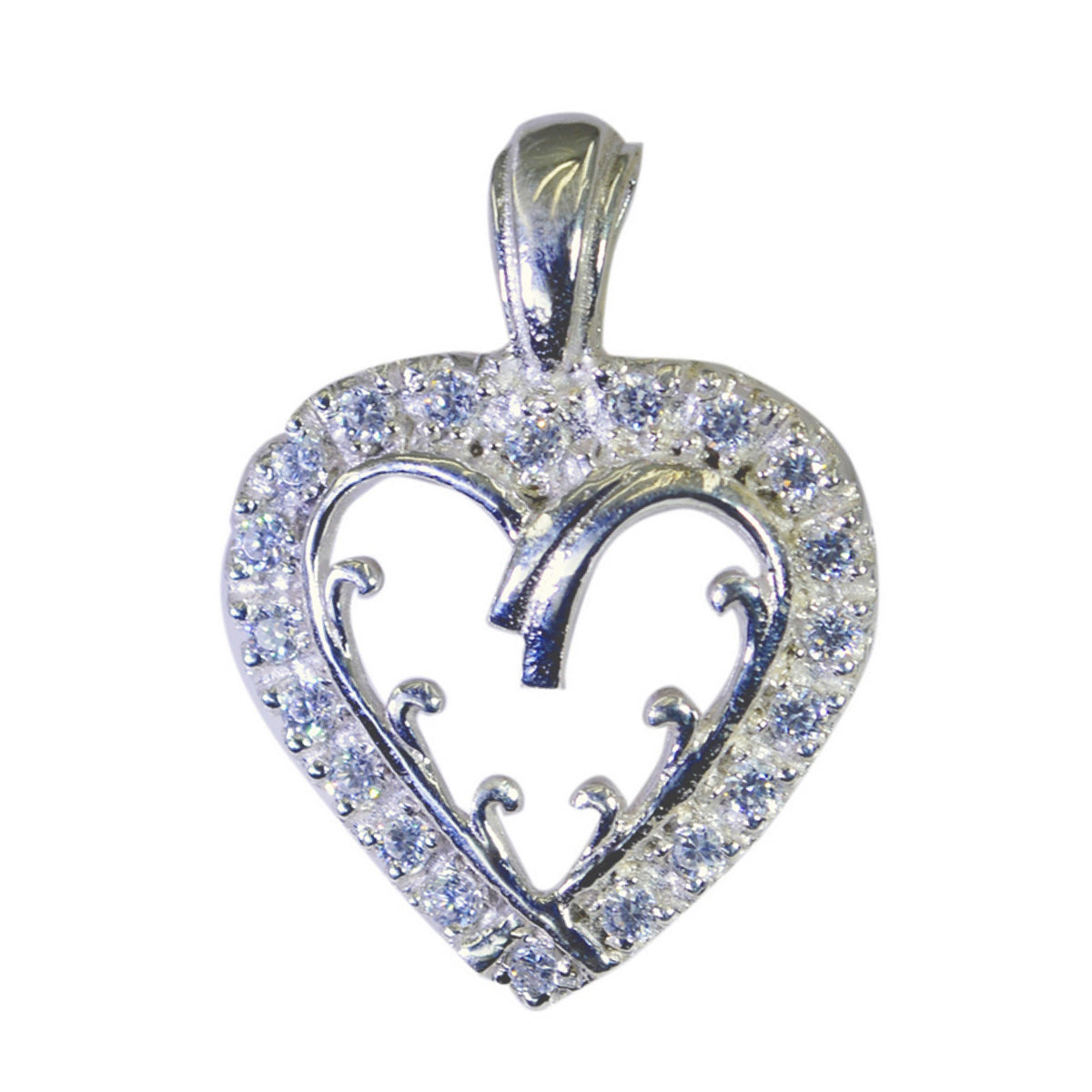 Nova White Bubble Classic Pendant Heart-Shaped Sparkle White CZ White White