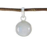 Alice White Bubble Pendant Necklace with Silver Setting Rainbow Moonstone White White