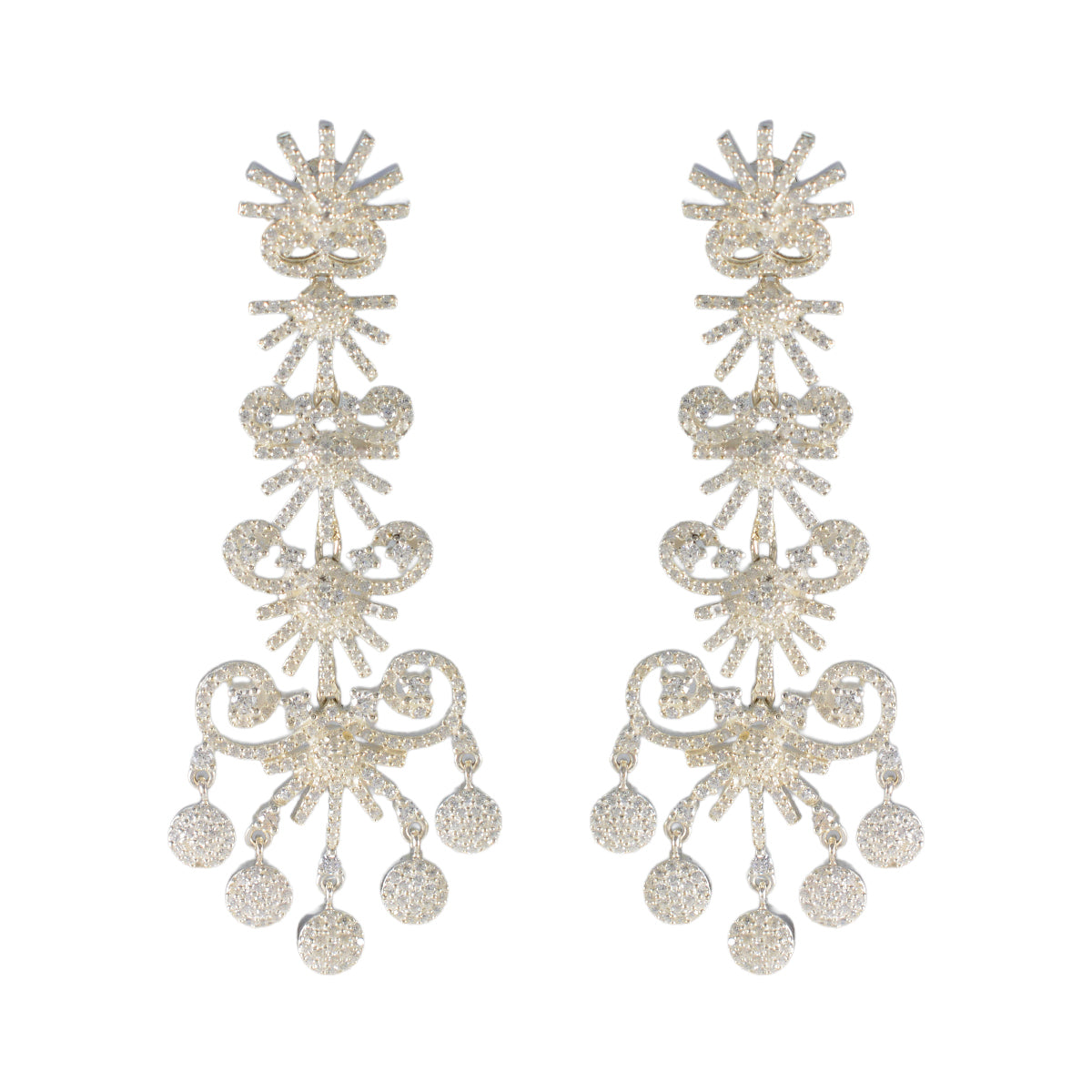 Dewi White Chunky Stud Earrings for Glam Occasion Cubic Zirconia White Stud