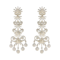 Dewi White Chunky Stud Earrings for Glam Occasion Cubic Zirconia White Stud