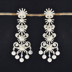 Dewi White Chunky Stud Earrings for Glam Occasion