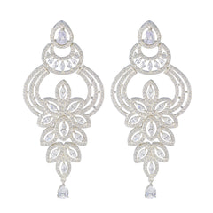 Kristine White Chunky Stud Earrings for Chic Style Cubic Zirconia White Stud