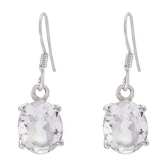 Hina White Dangle Earrings for Everyday Glam Crystal Quartz White Dangle
