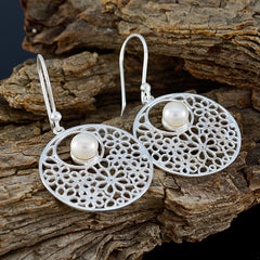 Layla White Dangle Earrings with Elegant Floral Design