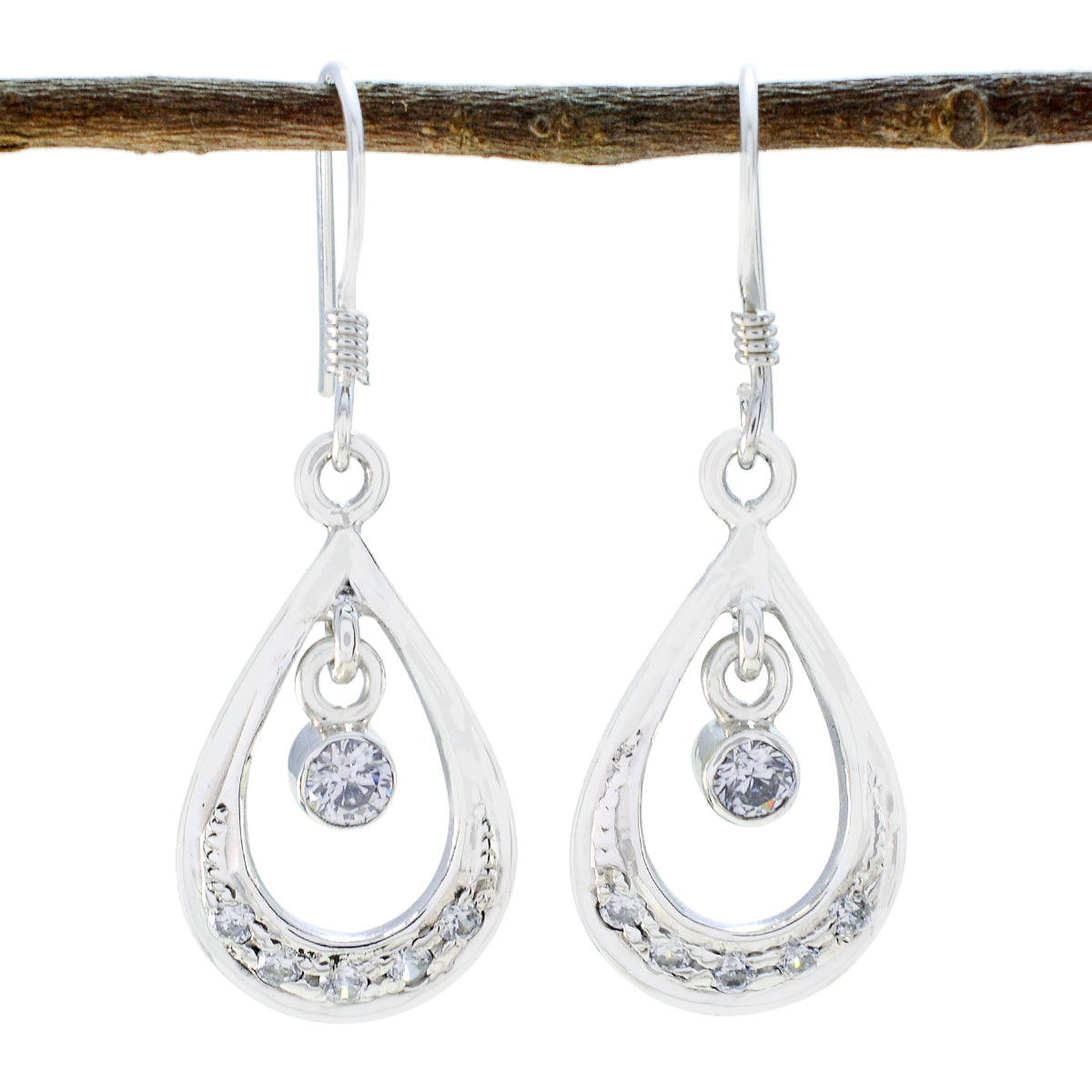 Hanna White Dangle Earrings for Women - Elegant Style Cubic Zirconia White Dangle