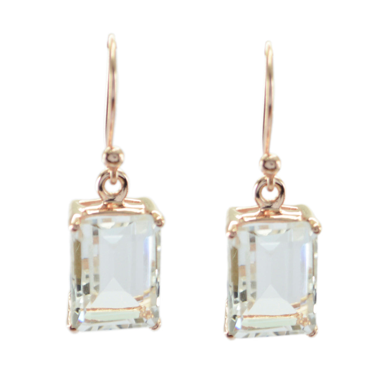 Sarah White Dangle Earrings India - Elegant Gemstone Style Crystal Quartz White Dangle