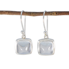 Jia White Dangle Earrings India - Elegant Silver Design Crystal Quartz White Dangle