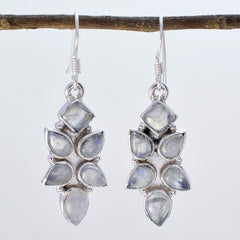 Soo-jin White Dangle Earrings with Moonstone Gems