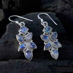 Soo-jin White Dangle Earrings with Moonstone Gems