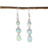 Aiko White Dangle Earrings with Opal Design Created Opal White Dangle
