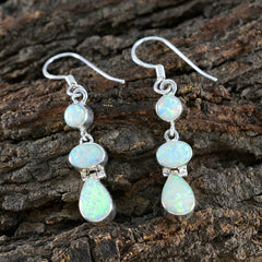 Aiko White Dangle Earrings with Opal Design