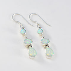 Aiko White Dangle Earrings with Opal Design