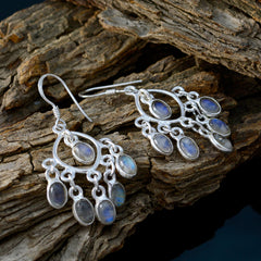Jia White Dangle Earrings with Moonstone Accents
