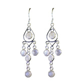 Jiwoo White Dangle Earrings for Glamorous Look Rainbow Moonstone White Dangle