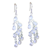 Ji-eun White Dangle Earrings for Fashionable Looks Rainbow Moonstone White Dangle