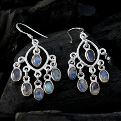 Jia White Dangle Earrings with Moonstone Accents
