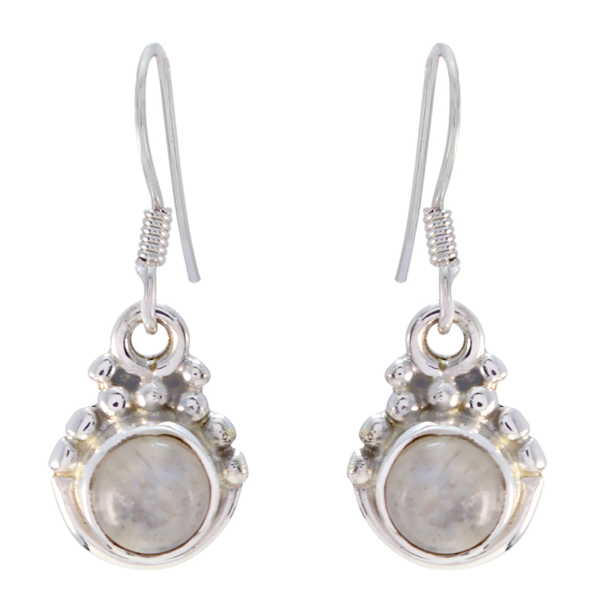 Florencia White Dangle Earrings for Stylish Looks Rainbow Moonstone White Dangle