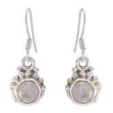 Florencia White Dangle Earrings for Stylish Looks Rainbow Moonstone White Dangle