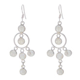 Nari White Dangle Earrings for Elegant Style Rainbow Moonstone White Dangle
