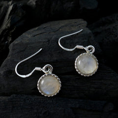 Alejandra White Dangle Earrings with Moonstone Charm