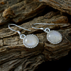 Alejandra White Dangle Earrings with Moonstone Charm