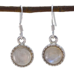 Alejandra White Dangle Earrings with Moonstone Charm Rainbow Moonstone White Dangle
