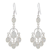 Naomi White Dangle Earrings for Stylish Looks Rainbow Moonstone White Dangle