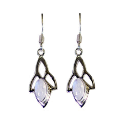 Bianca White Dangle Earrings with Elegant Design Rainbow Moonstone White Dangle