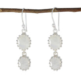 Leah White Dangle Earrings for Everyday Elegance Rainbow Moonstone White Dangle