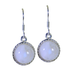 Alejandra White Dangle Earrings with Moonstone Charm