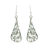 Teresa White Dangle Earrings with Elegant Design Rainbow Moonstone White Dangle