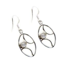 Antonia White Dangle Earrings with Gemstone Elegance